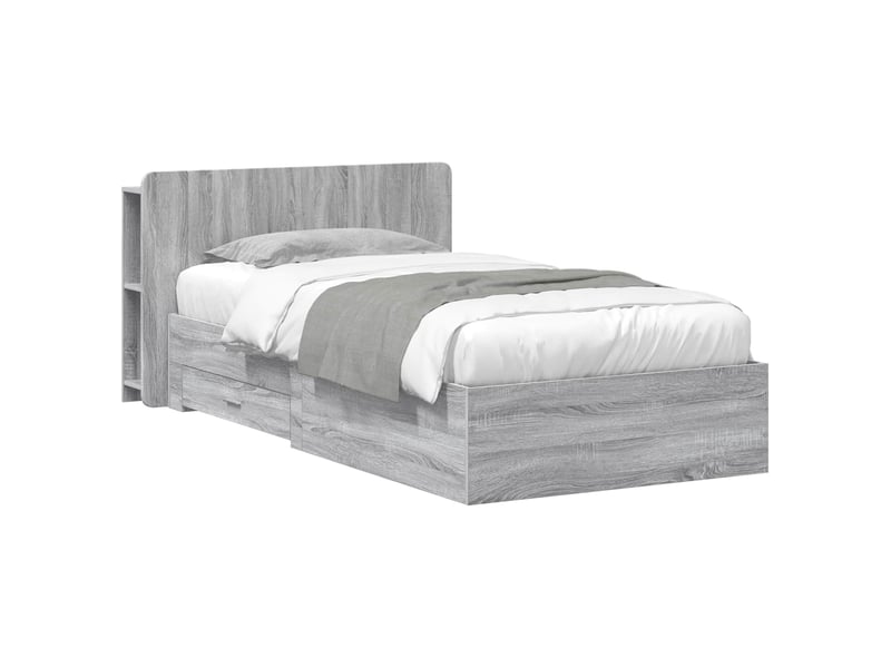 Lit simple- lit adulte - cadre de lit avec rangement sonoma gris 80 x 200 cm - Conforama A