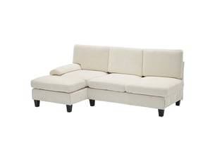 Canapé d'angle l convertible 3 places en tissu beige, dimensions 194 x 118 x 81 cm
