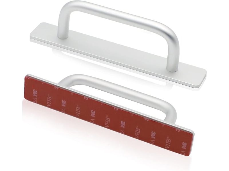 Jeu de 2 poignées adhésives en aluminium de 148 cm, poignées pour meubles de cuisine et tiroirs sans perçage, couleur argent  - Conforama C