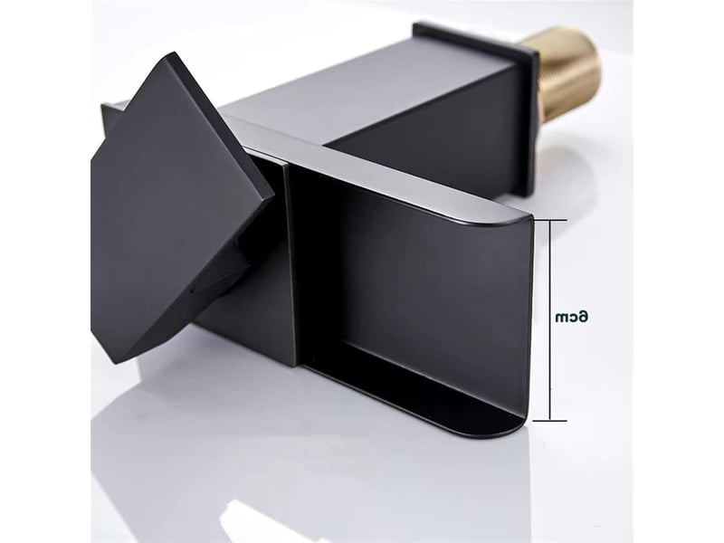  Robinet de salle de bain style cascade – mitigeur eau chaudeeau froide monotrou moderne – bec de lavabo – haut – noir: 13,8 x 6 x 29 cm LJY4293LHY - Conforama B