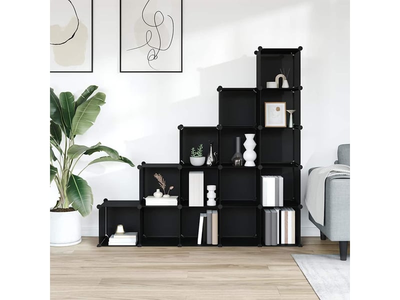  Cubes de rangement 15 pcs noir pp  - Conforama C