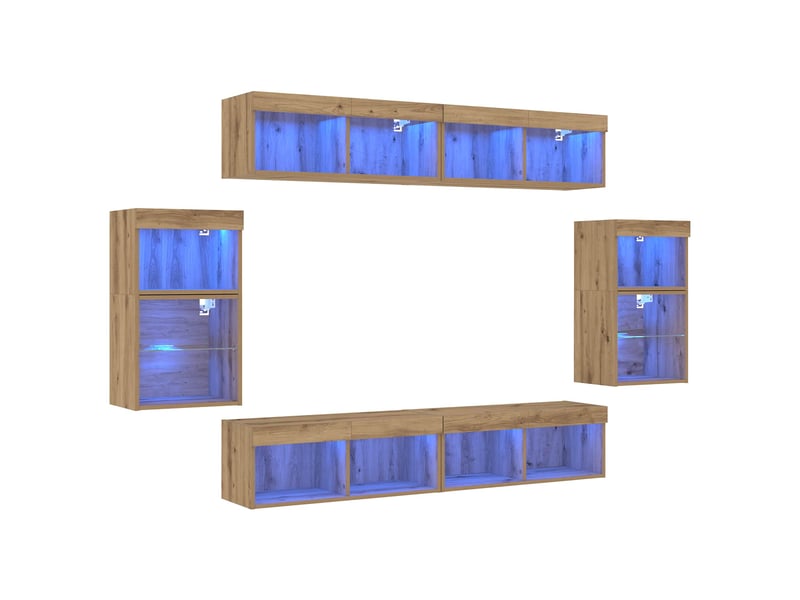 Ensemble meuble tv - banc tv - meuble de rangement 8 pcs chêne artisanal bois d'ingénierie - Conforama A