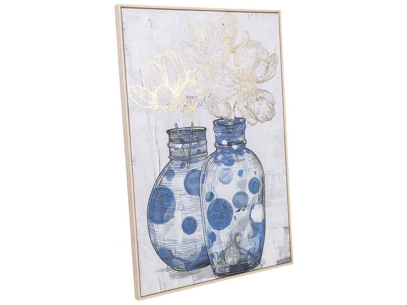  Tableau peint à la main avec cadre en bois bleu marine 83x4x123h cm  - Conforama A
