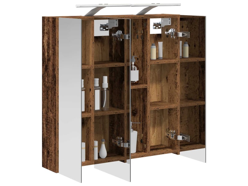  Armoire miroir salle de bain, meuble de rangement bois ancien 70x14.5x70 cm shl5399  - Conforama C