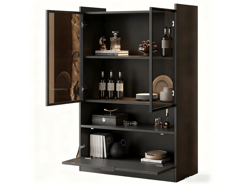  Vitrine led de présentation 80 x 35 x 120 cm – noir mat – éclairage par application et verre trempé  - Conforama A