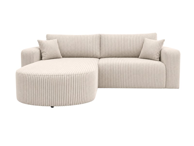  Emma - canapé d'angle convertible gros velours côtelé 4 places beige  - Conforama B