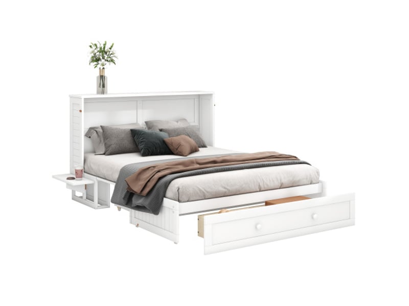  Lit escamotable 140x200cm coloris blanc pin lit adulte blanc - Conforama A