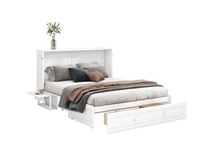 Lit escamotable 140x200 cm MERAX lit adulte blanc coloris blanc