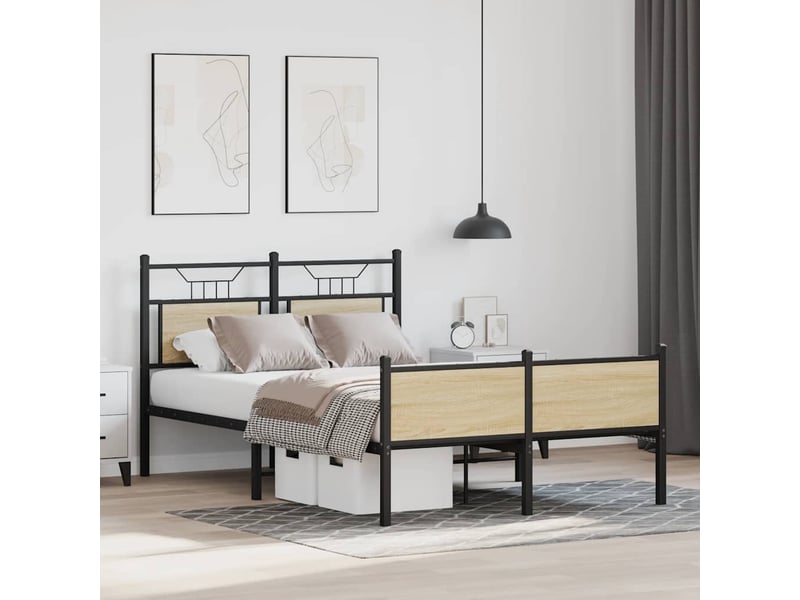  Lit double- lit adulte -  cadre de lit sans matelas chêne sonoma 120x190 cm  - Conforama D