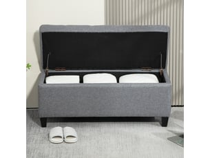 Banc coffre 100x40x44 cm, banc de lit moderne, pieds antidérapants, structure stable, entrée, polyester et métal, gris