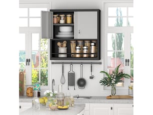 Armoire de rangement murale 76,2 x 30,5 x 78 cm noir et blanc en métal, 2 portes verrouillables, étagères réglables