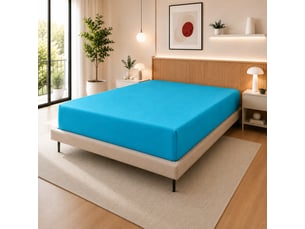 Drap housse 140 x 190 cm cyan 100% coton 57 filscm² bonnet 30 cm