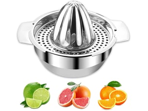 Presse agrumes manuel en inox presse orange manuel avec récipient, presse citron manuel pour presser citrons oranges agrumes (capacité: 450ml)