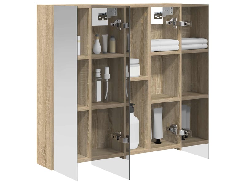  Amoire de salle de bain, meuble de salle de bain avec miroir chêne sonoma shl2365  - Conforama C