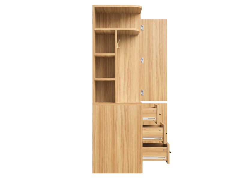  Armoire 1 porte avec rangements 70x50x170 cm coloris bois naturel  - Conforama R