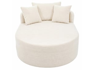 Canapé relaxation ovale en velours côtelé, livré compressé sans montage, assise 122 cm, résilience, minimaliste, pour salon, beige