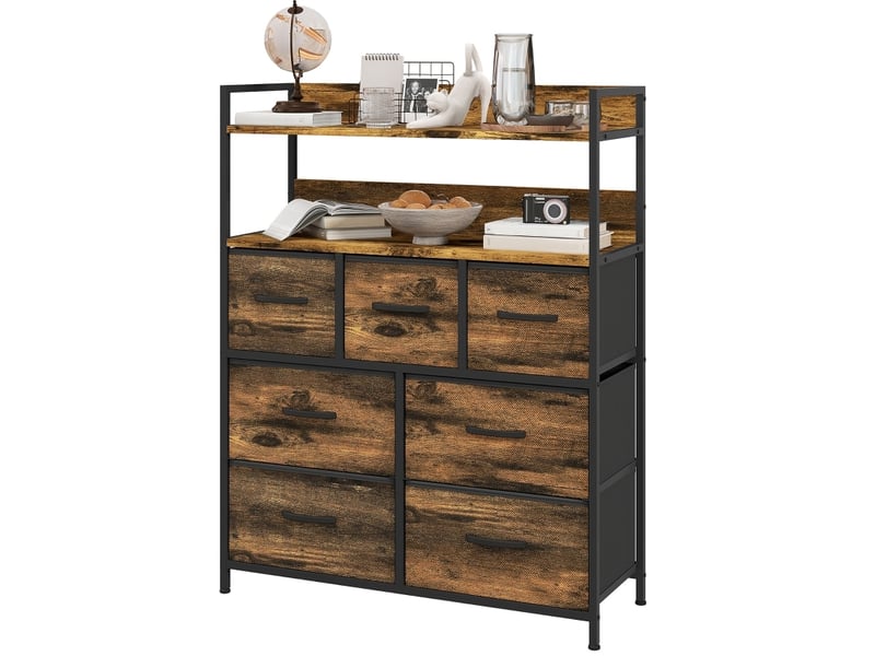  Commode 79x29x101 cm 7 tiroirs pliables style industriel brun  - Conforama A