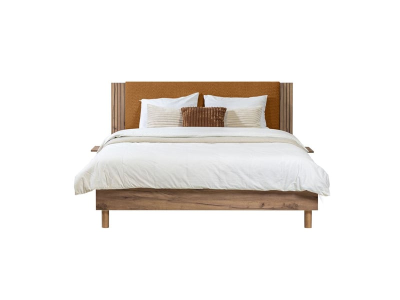  Bobochic lit lior lattes massives pieds en bois naturel jaune 140x190 LIOR - Conforama A