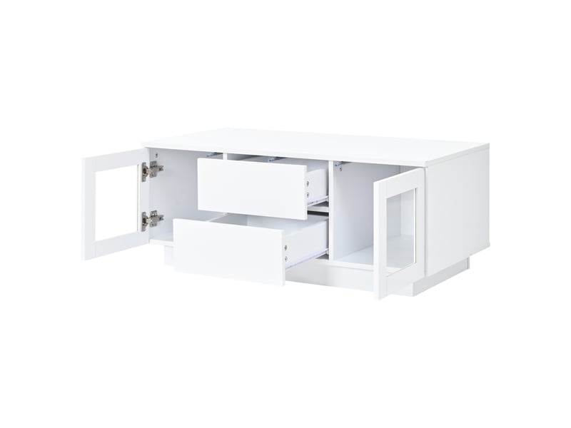  Table basse avec led et rangement 100x50x40 cm mdf blanc  - Conforama W