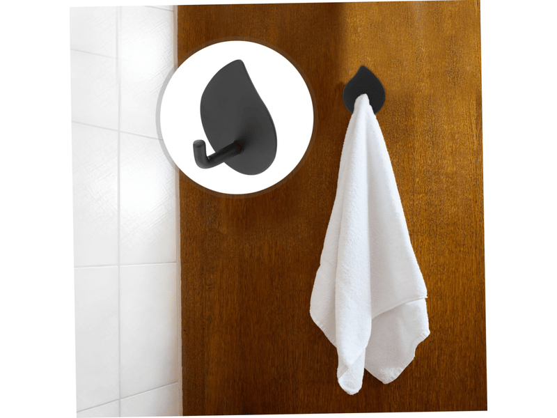  Crochets adhésifs muraux acier inoxydable noir goutte d'eau, imperméables et résistants, pour salle de bain cuisine, lot de 4 pièces  - Conforama C