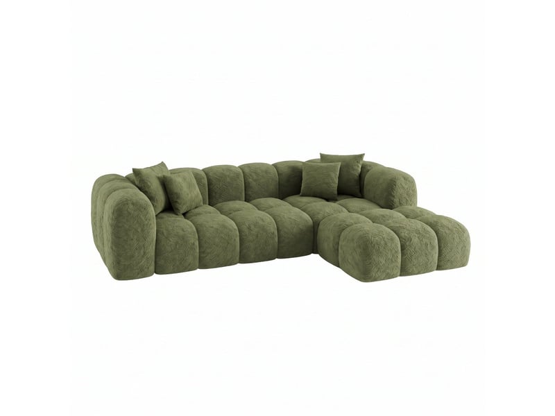 Canapé convertible angle droit en bouclette vert - alba - morphea Alba Convertible - Conforama A