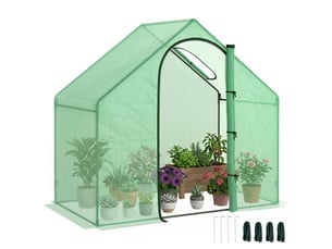 Serre de jardin avec porte à charnières et aération, 4 cordes et piquets inclus, 180 x 100 x 168 cm, verte