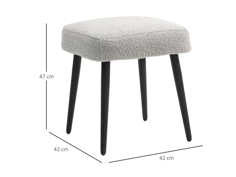  Repose-pieds carré aspect cachemire, repose-pieds avec pieds en acier, idéal pour le salon et la chambre, gris clair 838-336V00LG - Conforama A