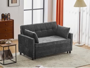 Canapé droit compressé convertible <strong>LEYTN</strong> <strong></strong> 2 places Tissu noir