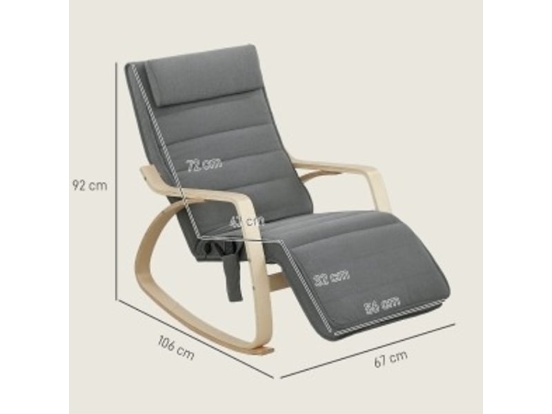  Fauteuil à bascule avec massage, chauffage lombaire, 3 modes, revêtement tissu, gris  - Conforama D