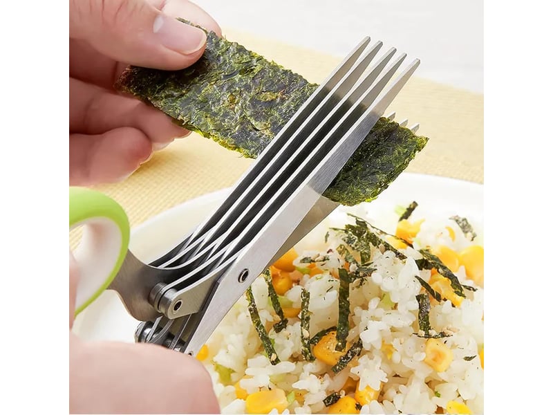  Ciseau de cuisine à 5 lames en acier inoxydable avec couvercle de sécurité  - Conforama C