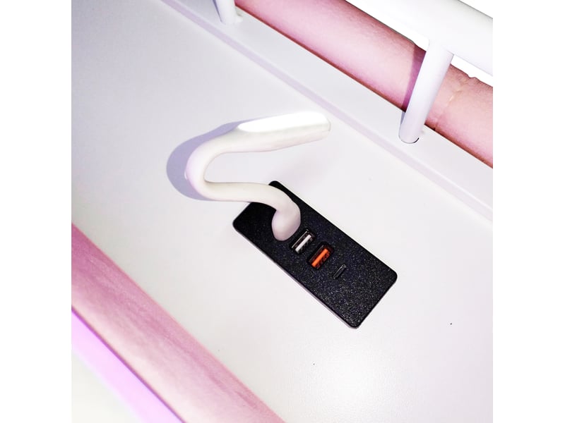  Lit coffre 140 × 200 cm 2 places avec led, usb et rangement hydraulique, sans matelas, en velours rose  - Conforama E