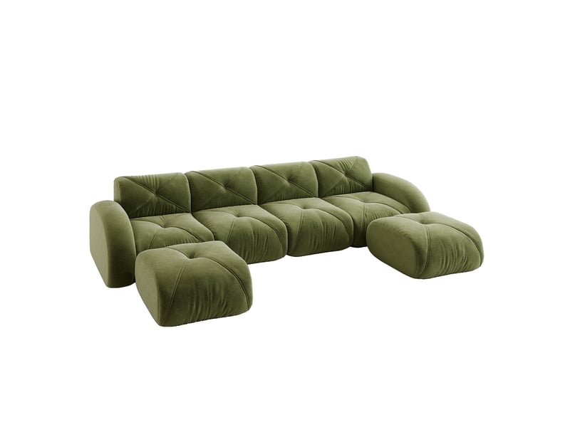Canapé d'angle, canapé modulable – 4 places, sans montage, forme u, base antidérapante, en tissu, sans cadre - Conforama B