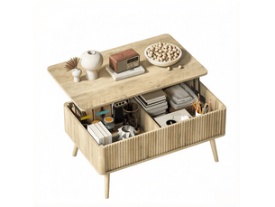 Table basse rectangulaire coloris bois clair MEUBLIV - 56 cmx91 cm