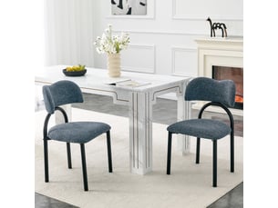 Chaise de salle à manger - ensemble de 2 chaises de salle à manger avec assise et dossier rembourrés, chaises modernes, bleu