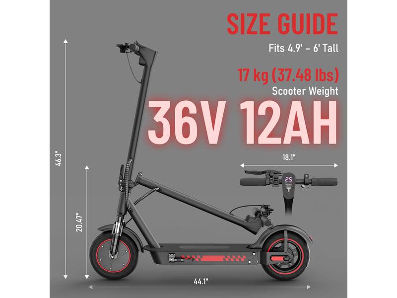  Trottinette électrique hiqis d9pro, double suspension, pneus alvéolés 10, noir  - Conforama C