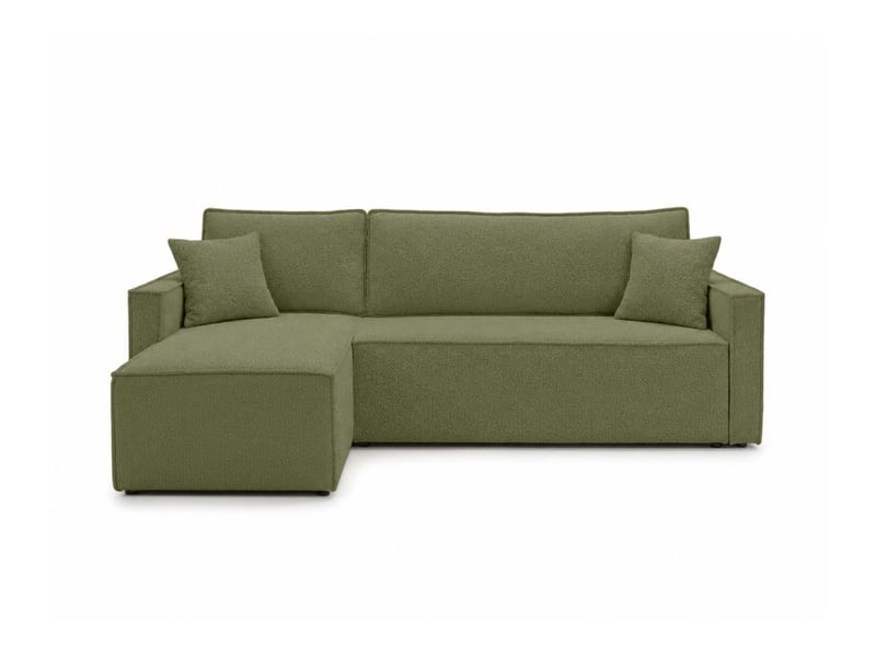  Farah - canapé d'angle reversible convertible 4 places accoudoirs slim en bouclettes texturées  - Conforama E