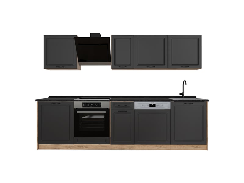  Vicco cuisine, anthracite campagnechêne doré, 280cm plan de travail anthracite  - Conforama A
