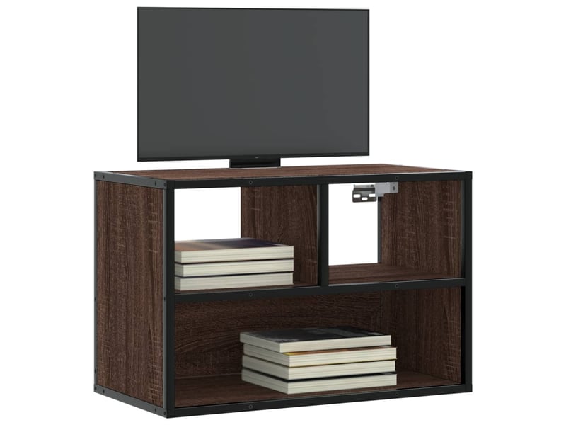  Meuble tv - banc tv - meuble de rangement chêne brun 60x31x39,5 cm bois d'ingénierie et métal  - Conforama B