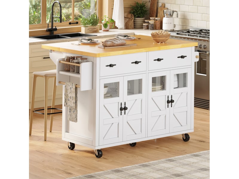  Îlot de cuisine 140x73x93,5 cm mobile mdf blanc  - Conforama B