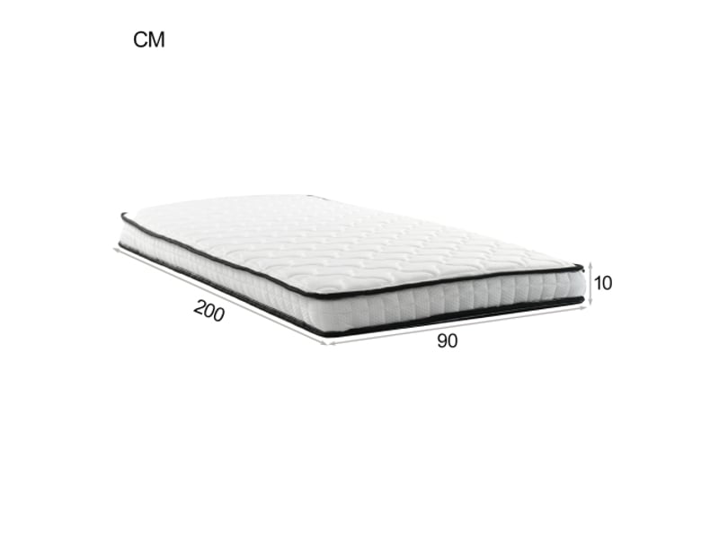  Matelas 90x200 cm - 10 cm - ressorts - h3 - design ergonomique - matelas roulé - blanc  - Conforama C