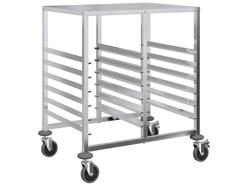  Desserte de cuisine, chariot à plateaux 12 bacs gn 75x55x87 cm acier inoxydable  - Conforama A