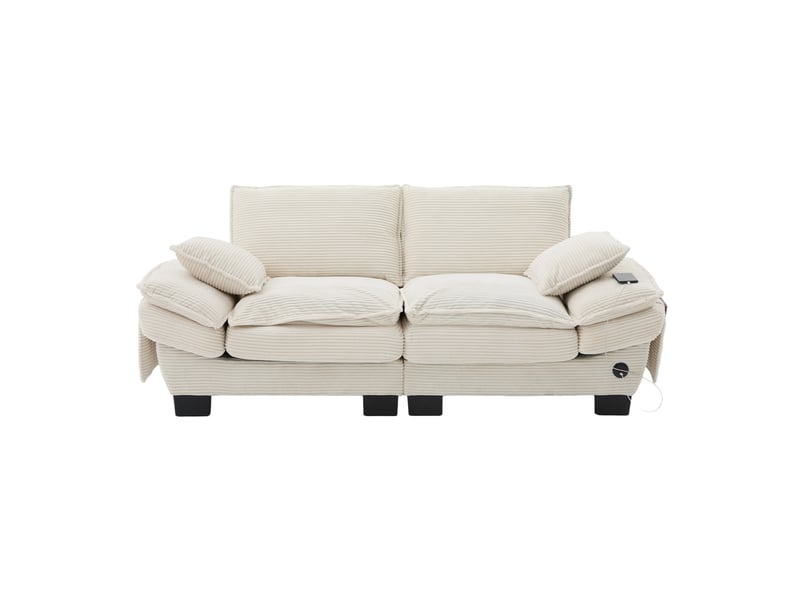  Canapé droit fixe 2 places tissu beige  - Conforama A