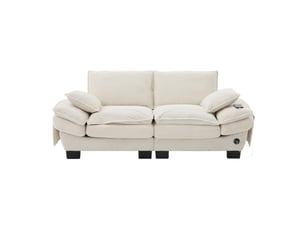 Canapé droit fixe <strong>MERAX</strong> <strong></strong> 2 places Velours côtelé beige