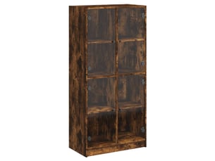 Buffet haut - bahut - meuble de rangement avec portes chêne fumé 68x37x142 cm bois ingénierie