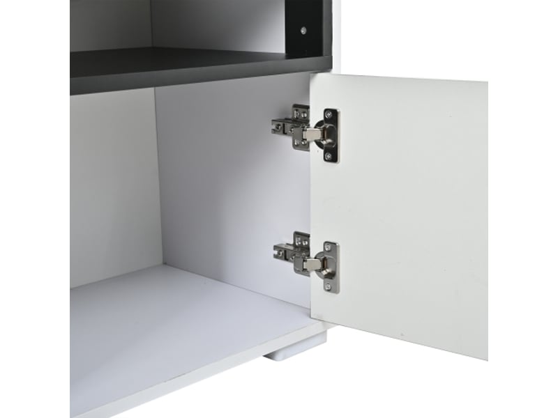 Meuble tv led 150×35×50 cm – mélaminé brillant, lowboard moderne, 2 portes, 8 rangements, petit salon - Conforama D