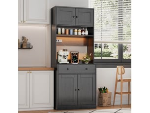 Buffet de cuisine 72x40x180 cm avec led, prises et tiroir noir