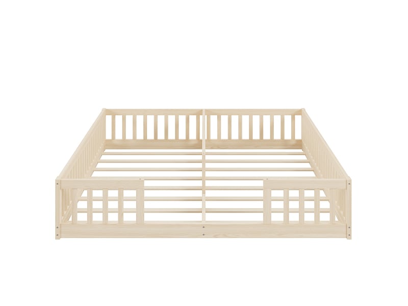  Lit enfant 2x90x200 cm - avec barrières de sécurité - sommier à lattes - bois de pin - style minimaliste - naturel (sans matelas)  - Conforama D