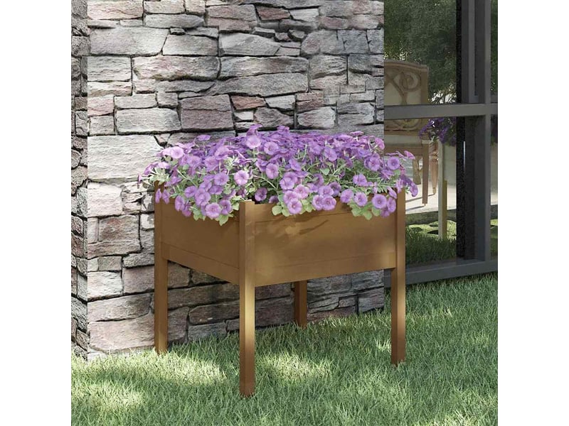  Jardinière - bac à fleurs d'extérieur marron miel 70x70x70 cm pin massif  - Conforama B