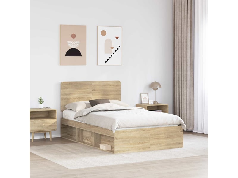  Lit double- lit adulte -  cadre de lit sonoma 120 x 190 cm bois de pin massif  - Conforama B
