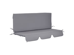 Coussins d'extérieur pour balancelle de jardin 3 places avec attaches, 2 pièces 130 x 45 x 5 cm, gris